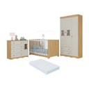 Ver imagem 1 de Quarto de Bebê Completo Berço Americano 3 em 1 Colchão Doçura Multimóveis Mp4670 Madeirado/off