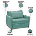 Ver imagem 3 de Poltrona Cama Retrátil Solteiro com Rodízio Cloe Bouclê Azul Turquesa E03 - D'rossi