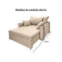Ver imagem 3 de Poltrona Sofá-cama Valence Premium 120cm Softgel D33 - Linho Bege