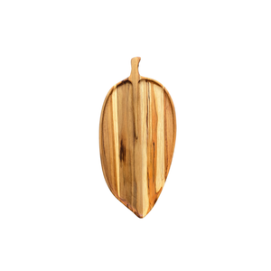 Tábua de Servir Folha com Caule P - Madeira de Teca 35x17x2cm