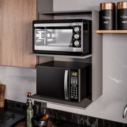 Armário Suporte para Microondas e Forno Suspenso Cozinha Lauren Cinza Grafite - 1