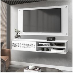 Rack com Painel Suspenso Minimalista para Tv até 60 Polegadas - 1,35x0,35 Branco - 2