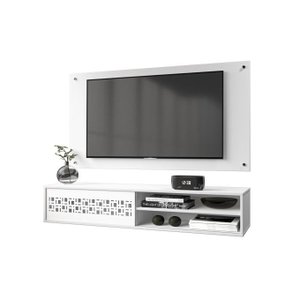 Rack com Painel Suspenso Minimalista para Tv até 60 Polegadas - 1,35x0,35 Branco