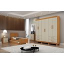 Ver imagem 1 de Guarda Roupa Recife Gold 6 Pts Cinamomo/off - Leifer