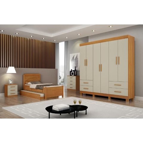 Guarda Roupa Recife Gold 6 Pts Cinamomo/off - Leifer
