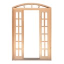 Ver imagem 1 de Porta Balcão de Correr de Madeira Padrão Cedro Quadriculada em Arco Bat.14 Cm-2.35(a)x1.30(l)