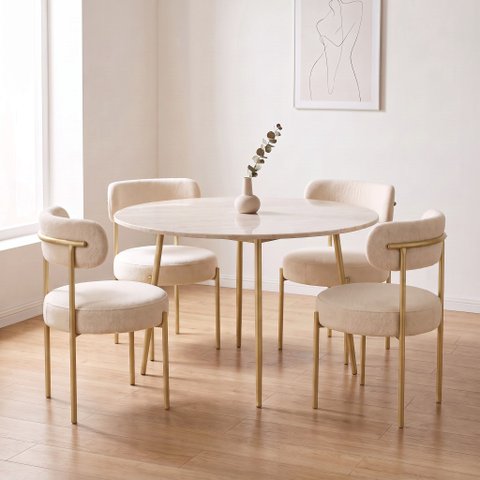 Cadeira Sala de Jantar Margara Kit 4 Base Aço Dourado Bouclê D03 - D'Rossi