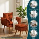 Ver imagem 5 de Kit Poltrona e Puff Alice Decorativa Confortável para Sala Recepção Manicure Quarto Tecido Suede