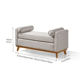 Recamier Italia 1,30M com Base Madeira Linho Sofatec - 3