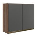Ver imagem 1 de Armario Aereo 2 Portas Mdf 80 Cm Kali 12211 Carvalho Toq Chumbo Nicioli
