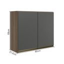 Ver imagem 3 de Armario Aereo 2 Portas Mdf 80 Cm Kali 12211 Carvalho Toq Chumbo Nicioli