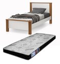 Ver imagem 2 de Cama de Solteiro para Quarto Mila com Pés de Madeira Estilo Retro Design Moderno com Colchão 188x88