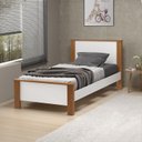 Ver imagem 1 de Cama de Solteiro para Quarto Mila com Pés de Madeira Estilo Retro Design Moderno com Colchão 188x88