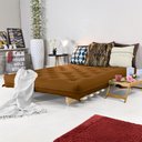 Ver imagem 2 de Sofa Cama Casal Futon Oriental Caramelo Com Madeira Maciça