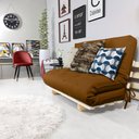 Ver imagem 5 de Sofa Cama Casal Futon Oriental Caramelo Com Madeira Maciça