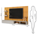 Ver imagem 5 de Painel Friz 179m com Prateleiras 25mm e Porta Deslizante - Cedro/Bali DJ Móveis