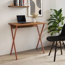 Ver imagem 3 de Mesa de Escritório X 80x46 para Trabalho e Estudo com Base em Ferro - Ferro Cobre Tampo Amêndoa