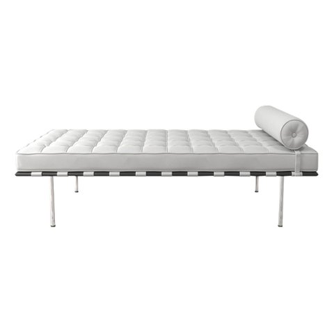 Couch Barcelona Couro Sintético Design Modernista Linha Premium Sala Escritório Alto Luxo - Branco