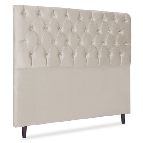 Cabeceira Estofada Recamier Baú para Cama Box 160cm Queen:Bege