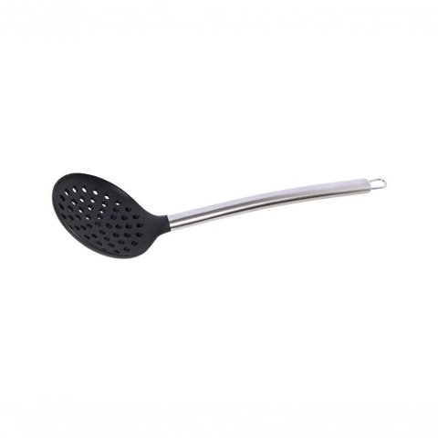 Jogo 2 Escumadeiras Silicone Cabo Inox Preto 35,5cm Mimo Style