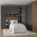 Ver imagem 1 de Guarda-Roupa Modular Solteiro Gênova Plus com Porta de Correr Ipê Wood/Grafite