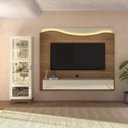 Ver imagem 1 de Conjunto 2 Peças Sala de Estar Cristaleira Mirage e Painel Lumiere Marrom Cinamomo/Off White