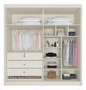 Ver imagem 3 de Guarda Roupa Solteiro Ripado 4 Portas 3 Gavetas - Potente-off White - Móveis Europa