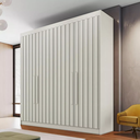 Ver imagem 1 de Guarda Roupa Solteiro Ripado 4 Portas 3 Gavetas - Potente-off White - Móveis Europa