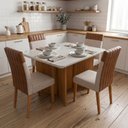 Ver imagem 2 de Conjunto Sala de Jantar Mesa 1,20m com Vidro 4 Cadeiras Montreal