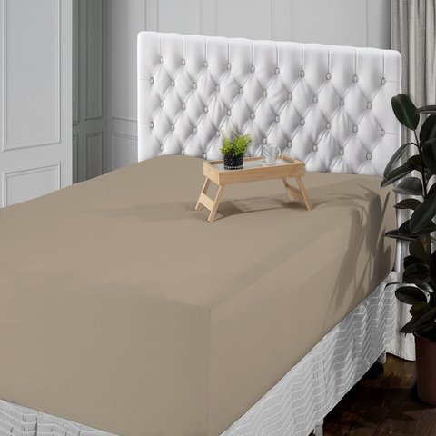 Lençol Queen Avulso 400 Fios Percal Poliéster Liso Toque Macio com Elástico