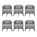 Ver imagem 1 de Kit 6 Poltronas Decorativas Giratórias Cora em Linhão Misto Cinza