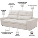 Ver imagem 5 de Sofá Retrátil Reclinável para Sala de Estar Living 210cm Dimas F04 Bouclê Cru