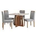 Ver imagem 2 de Conjunto Sala de Jantar Mesa Recife Tampo Vidro/MDF com 4 Cadeiras 05 com Puxador 