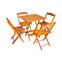 Ver imagem 1 de Conjunto de Mesa Dobrável Quadrada 0,78m 4 Cadeiras Madeira Maciça Eucalipto