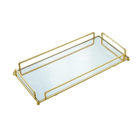 Bandeja Wolff Decorativa Metal Dourada 36x20x5cm