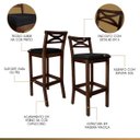 Ver imagem 4 de Kit 6 Banquetas Alta Estofada para Bancada Madri Madeira Capuccino Suede Preto Ccs