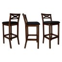 Ver imagem 2 de Kit 6 Banquetas Alta Estofada para Bancada Madri Madeira Capuccino Suede Preto Ccs