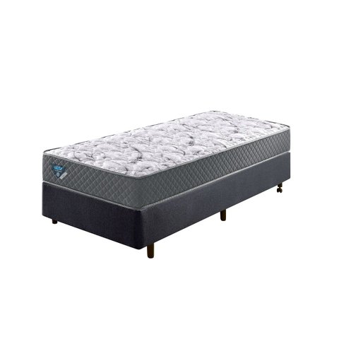 Cama Box Solteiro King 96x203 + Colchão Adapto Ecoflex Molas Ensacadas Tecido