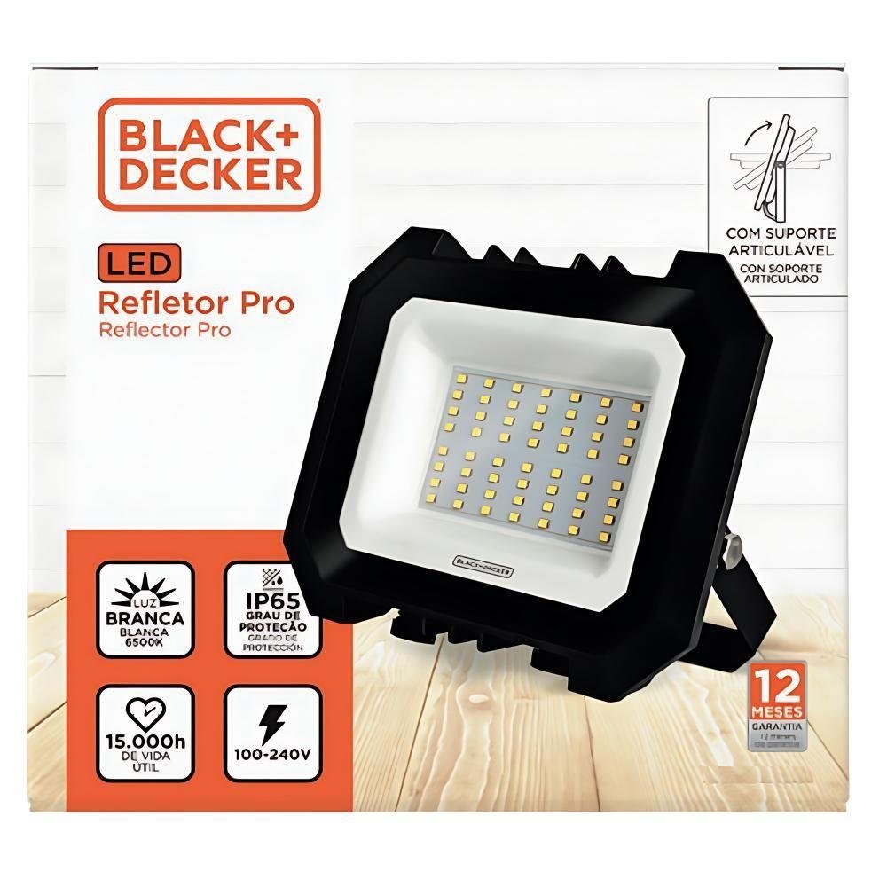 Refletor Led Pro 100-240v 6500k 100w 8000 Lúmens Ip65 Black+decker - 3