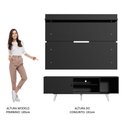 Ver imagem 6 de Rack Madesa Dubai e Painel para Tv até 65 Polegadas com Pés - Preto/branco
