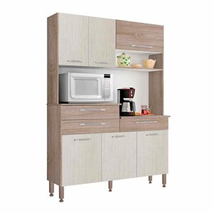 Kit Cozinha 6 Portas e 3 Gavetas Orion Nogal Arena - Kits Paraná
