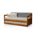 Ver imagem 4 de Sofá Cama Dublin Estofado Capitonê Veludo Cinza Madeira com Cama Auxiliar - Castanho
