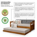Ver imagem 3 de Sofá Cama Dublin Estofado Capitonê Veludo Cinza Madeira com Cama Auxiliar - Castanho