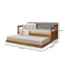 Ver imagem 5 de Sofá Cama Dublin Estofado Capitonê Veludo Cinza Madeira com Cama Auxiliar - Castanho
