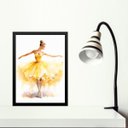 Ver imagem 1 de Quadro Bailarina Amarela - Aquarela 33x24cm:moldura Branca