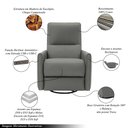 Ver imagem 3 de Poltrona do Papai Sala de Estar Reclinável Palace Usb e Usb-c Gira Balança Couro Cinza G40 - Gran Be