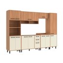 Ver imagem 2 de Cozinha Completa Modulada 220x310 cm 6 Peças Amadeirado Off White Casamia