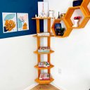 Ver imagem 1 de Estante de Canto de Madeira Pinus 5 Prateleiras Linea Carvalho