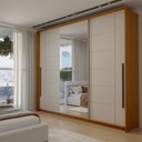 Ver imagem 3 de Guarda-Roupa Casal Genebra 3 Portas 4 Gavetas com Espelho Freijó/Creme - Panorama Móveis