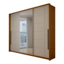 Ver imagem 1 de Guarda-Roupa Casal Genebra 3 Portas 4 Gavetas com Espelho Freijó/Creme - Panorama Móveis